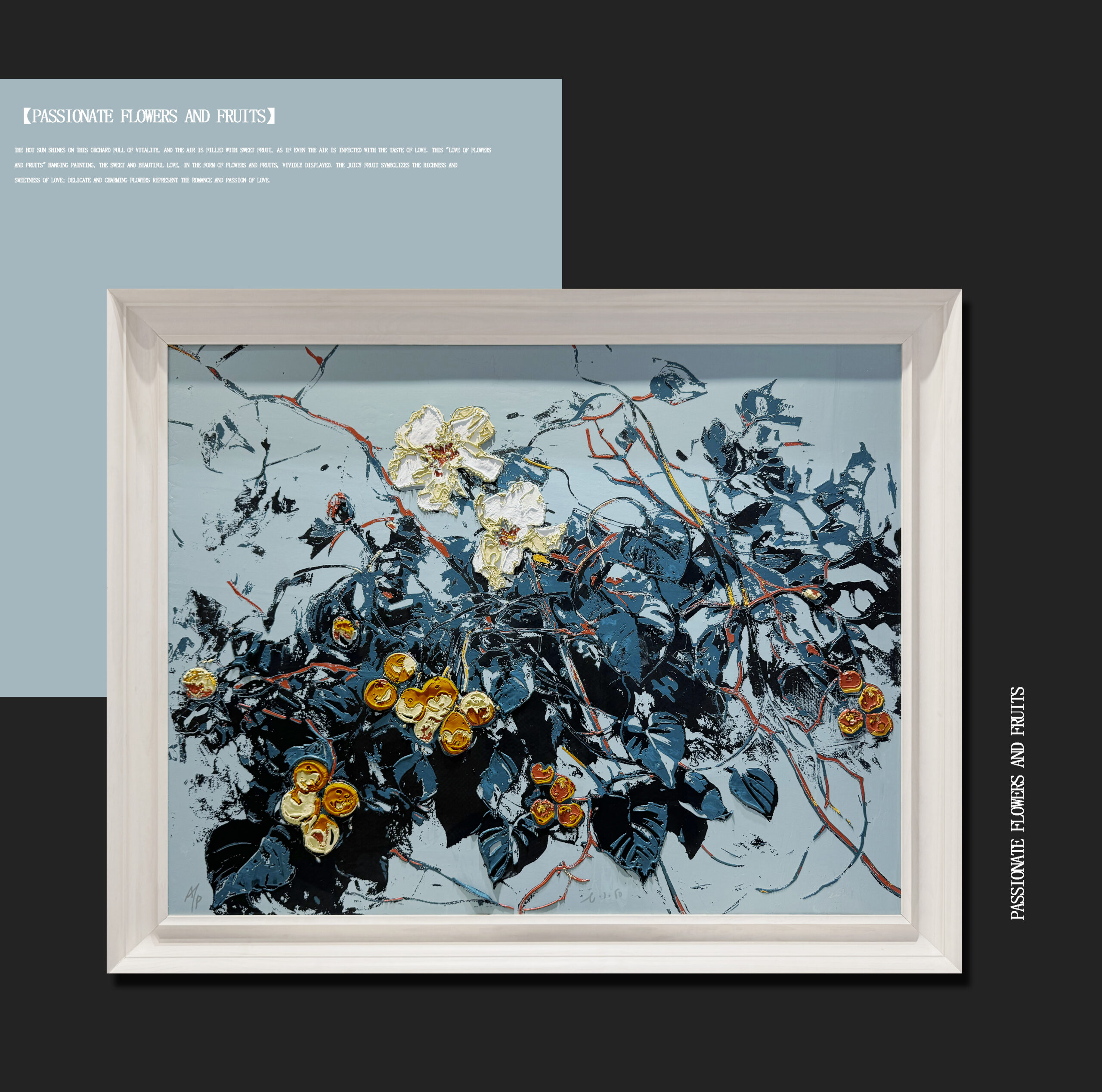 热恋的花果 Passionate Flowers And Fruits Wholesale Customized Abstract Wall Art Wabi Sabi Hotel Wall Art 100% Handmade 3D Texture Gypsum Painting - 图片 1