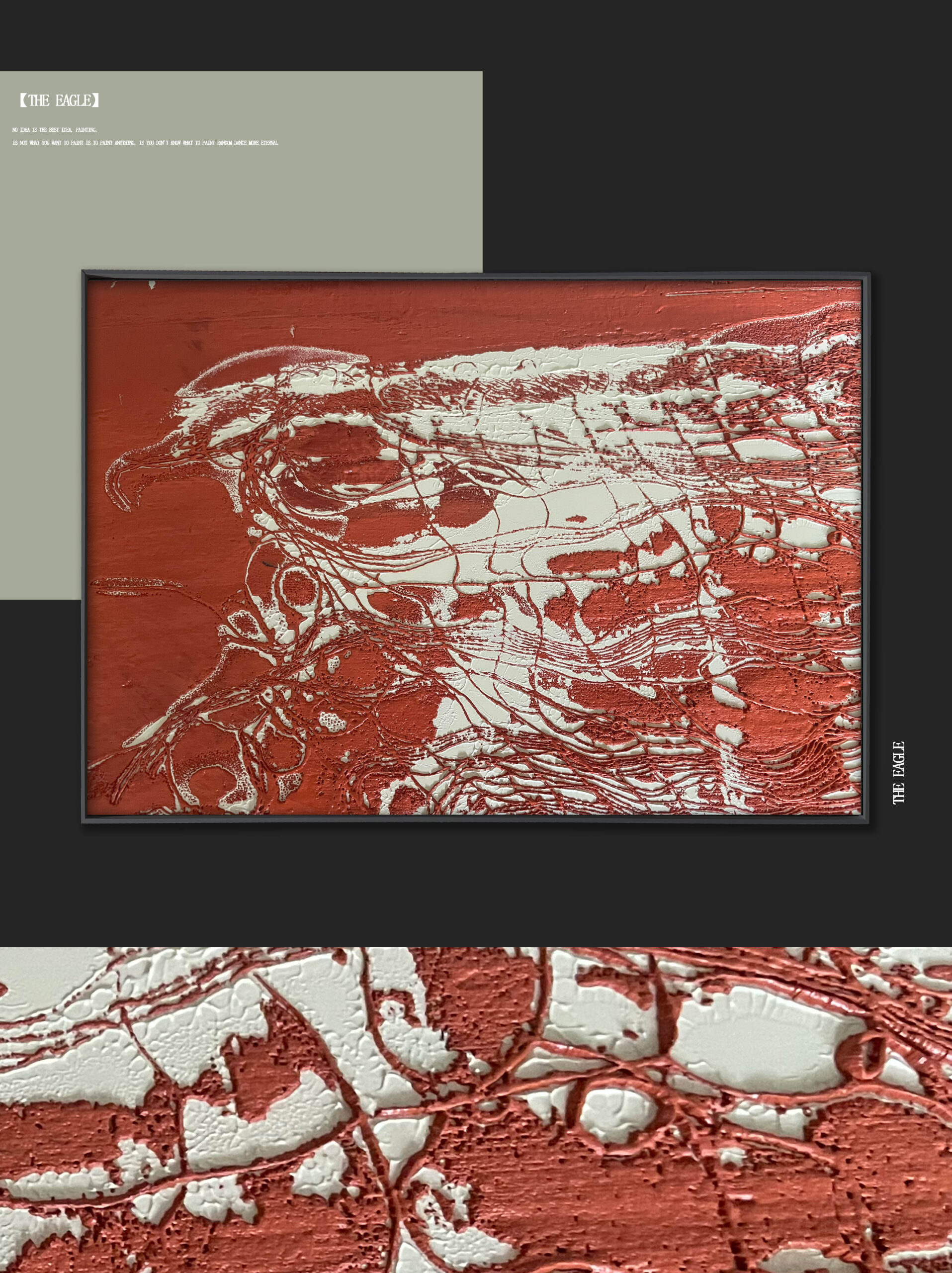 鹰 The Eagle Wholesale Customized Abstract Wall Art Wabi Sabi Hotel Wall Art 100% Handmade 3D Texture Gypsum Painting - 图片 1