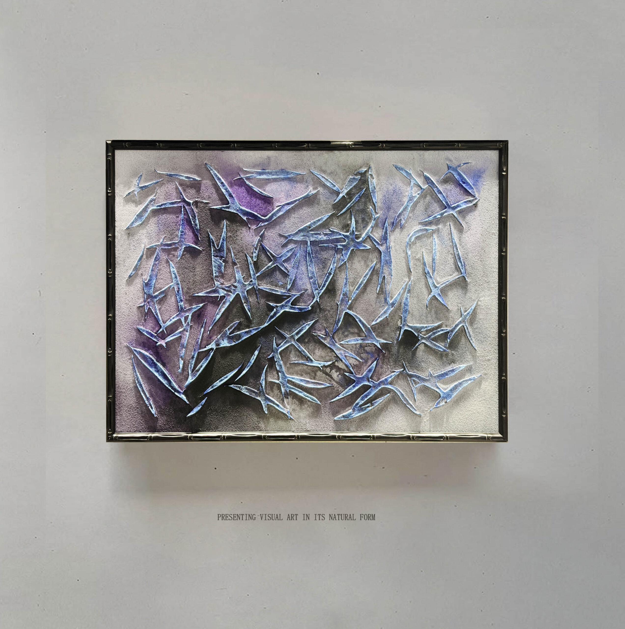 Screenshot Purple Bamboo Wholesale Customized Abstract Wall Art Wabi Sabi Hotel Wall Art 100% Handmade 3D Texture Gypsum Painting - 图片 1