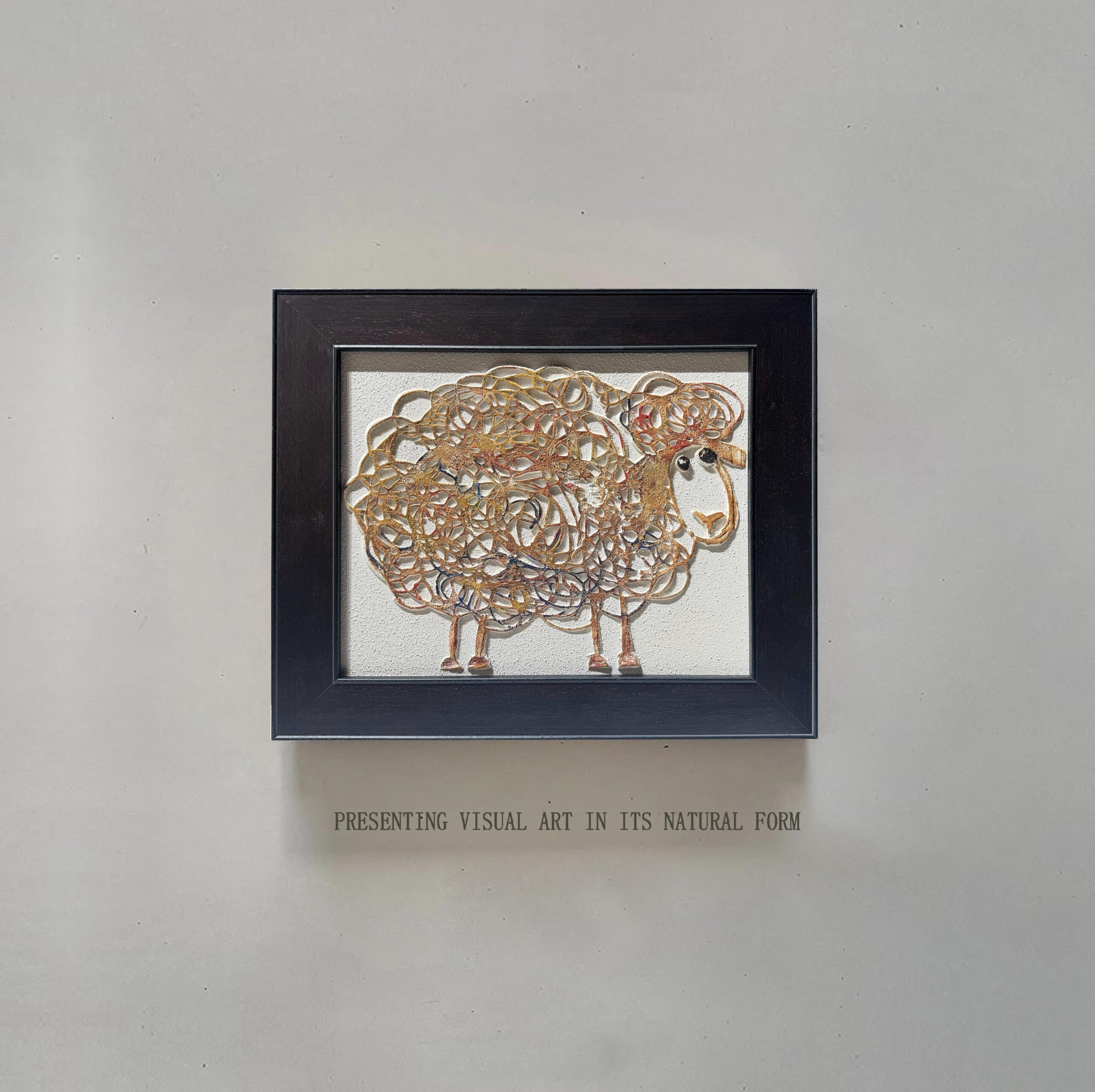 Screenshot Circle Sheep Wholesale Customized Abstract Wall Art Wabi Sabi Hotel Wall Art 100% Handmade 3D Texture Gypsum Painting - 图片 1