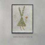 The Rabbit Holding Flowers Wholesale Customized Abstract Wall Art Wabi Sabi Hotel Wall Art 100% Handmade 3D Texture Gypsum Painting